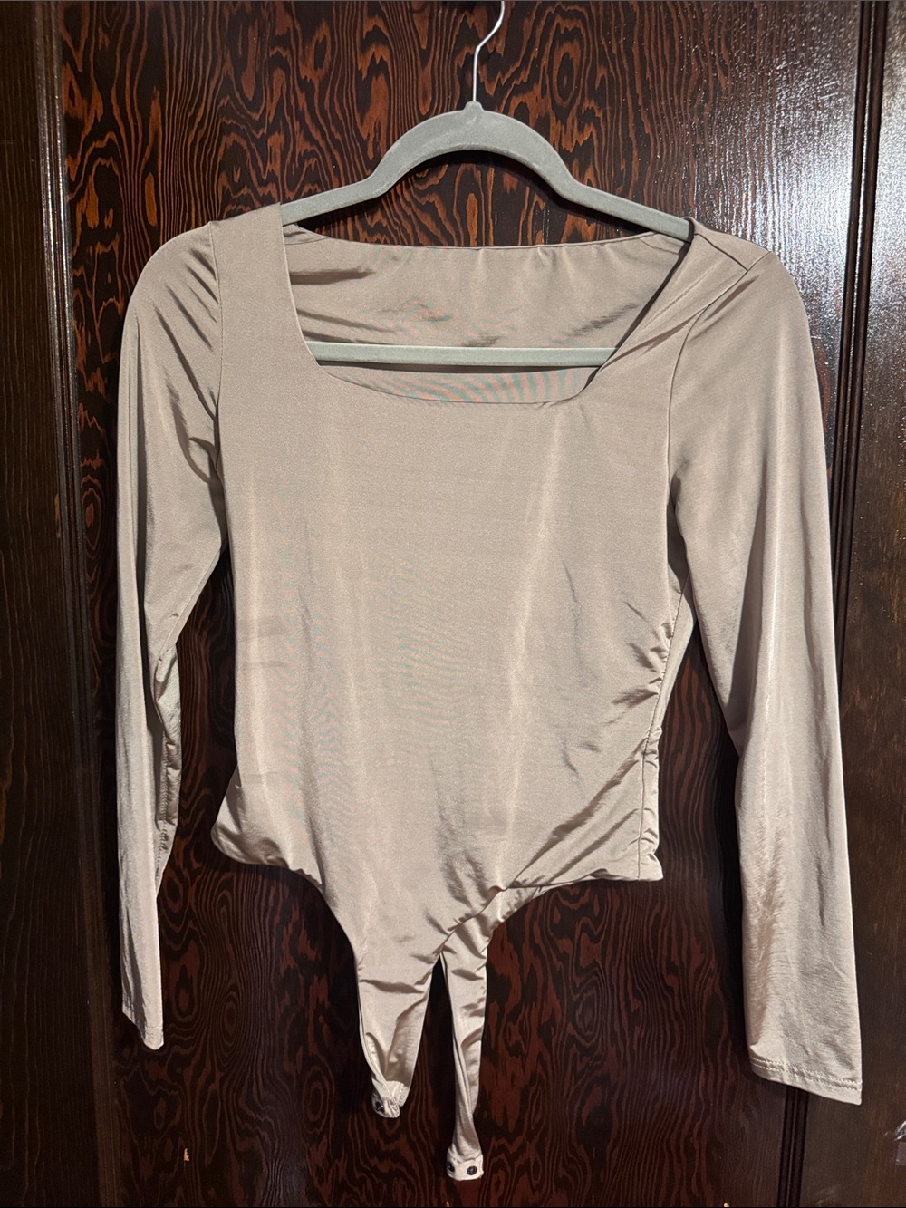 Long Sleeve Square Neck Bodysuit - Taupe